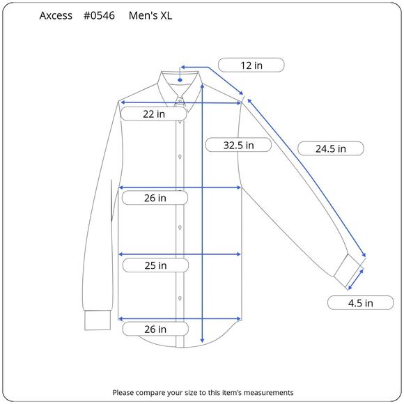 Striped Long Sleeve Button-Up Men's 17 36/37 No-Iron Buisness Casual | Axcess - Picture 11 of 11